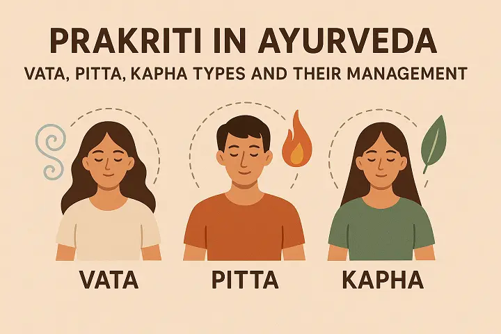 Ayurvedic Prakriti assessment showing Vata, Pitta, and Kapha body types