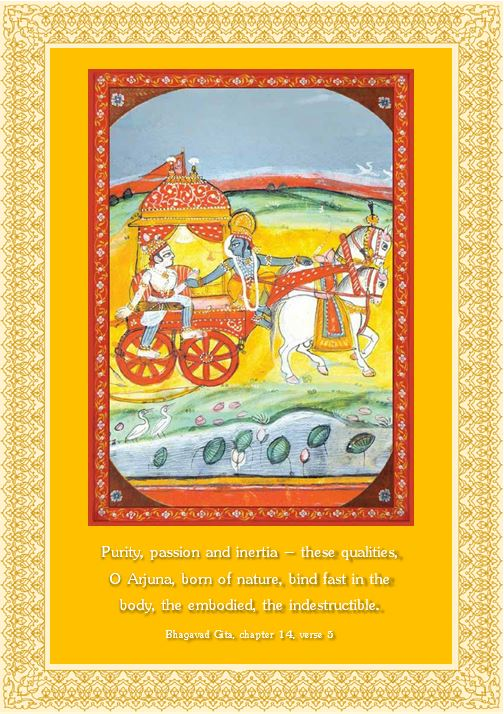 Diagram showing Sattvic, Rajasic, and Tamasic foods and their effects on mind and body